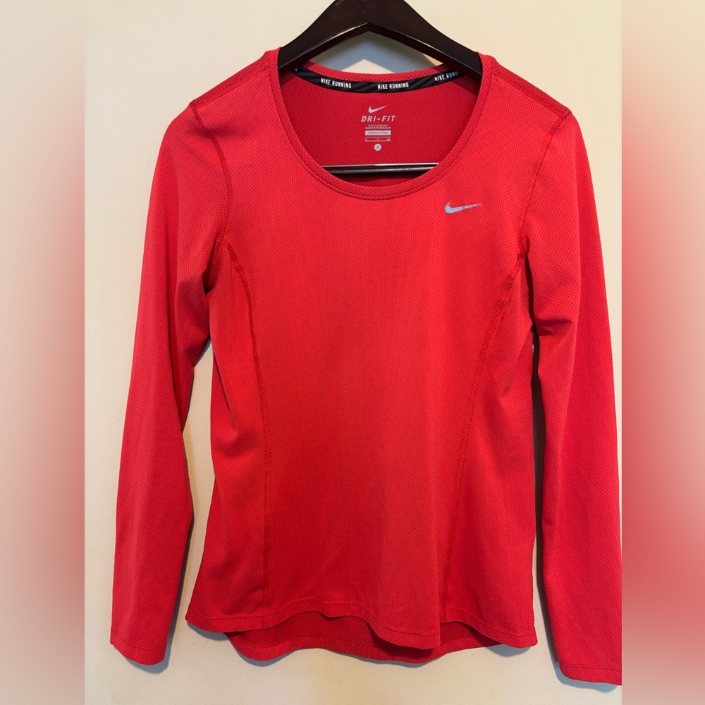 Nike Red Fitted Long Sleeve T-Shirt
